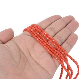 3mm Dyed Orange Coral Faceted Gemstone Round Loose Beads Strand 15.5-16" DIY Jewelry Making
