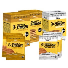 Honey Stinger Organic Waffle Variety Pack of 18 (12 Honey & 6 Vanilla Waffles), Energy Stroopwafel Snack for Exercise, Endurance & Performance, Sports Nutrition for Home & Gym, Workout Fuel