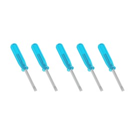 FOCMKEAS 5PCS Mini Slotted Screwdriver, 2mm Flat Head for Watch Eyeglasses Electronics Toy Repair, Non-magnetic, 1.77"(45mm) Total Length (Blue Handle)
