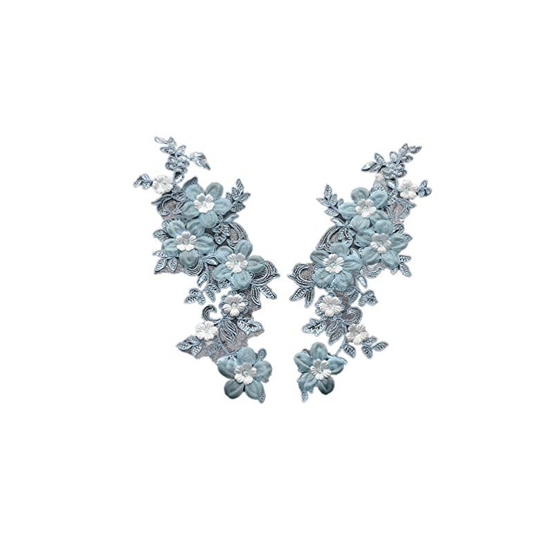 Craftuneed A Pair of sew on Flower Beaded lace Applique