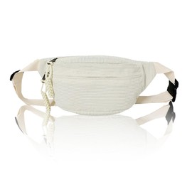 Bum Bag Women's Corduroy Shoulder Bag 34 x 15 cm, Belt Bag Waist Bags Bum Bag Women's Small with Shoulder Strap Adjustable Stylish and Practical Bum Bag for Casual Trips (White), White, Sports