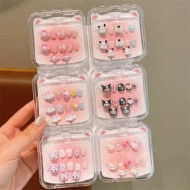 [Overseas] Cinnamoroll Nail Parts Children's Cute Cartoon Nail Stickers Ear Clip Little Girl Nail Stickers Girl Gel Free Size/ catling 30ea