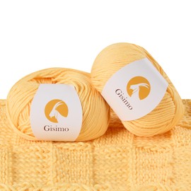 Gisimo 2 Balls Merino Wool Yarn, 12-Ply Luxurious and Soft Yarn for Hand Knitting & Crocheting, 1.76 OZ/50g, 120 yds/110 Meters(Yellow,2Balls)