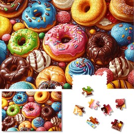 Whimsical Donut 1000 Piece Jigsaw Puzzles for Adults - Challenging Art Puzzle with Letters on Back | Mindfulness, Family Fun & Bonding, Educational & Inspirational