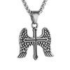 HZMAN Stainless Steel Archangel ST. Michael Wing with Cross Necklace