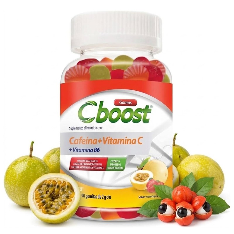 Cboost - Gomitas Cafeína 50mg, Vitamina C y B6, Maracuyá