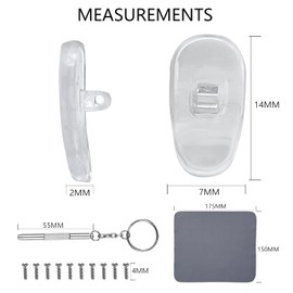 Embedded Transparent White Spiral Nose Pad for Optical Glasses, Sunglasses and Reading Glasses - 15mm (5 Pairs), with 3 in 1 Screwdriver Cleaning Cloth