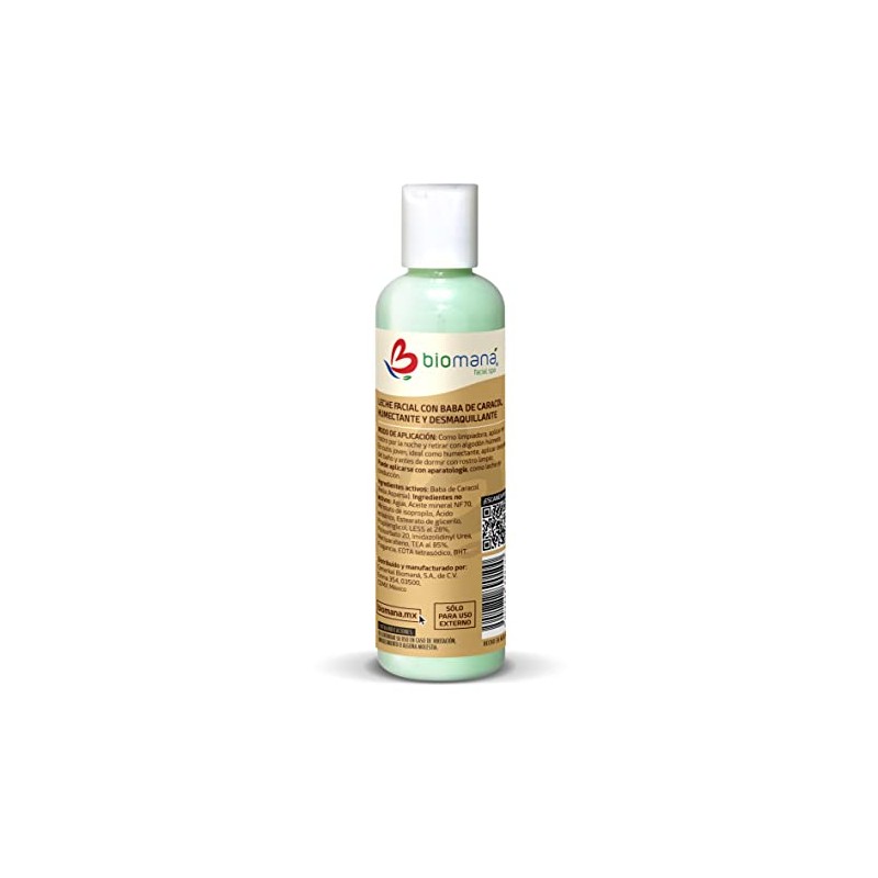 Leche Limpiadora Facial con Baba de Caracol, Humectante y Desmaquillante