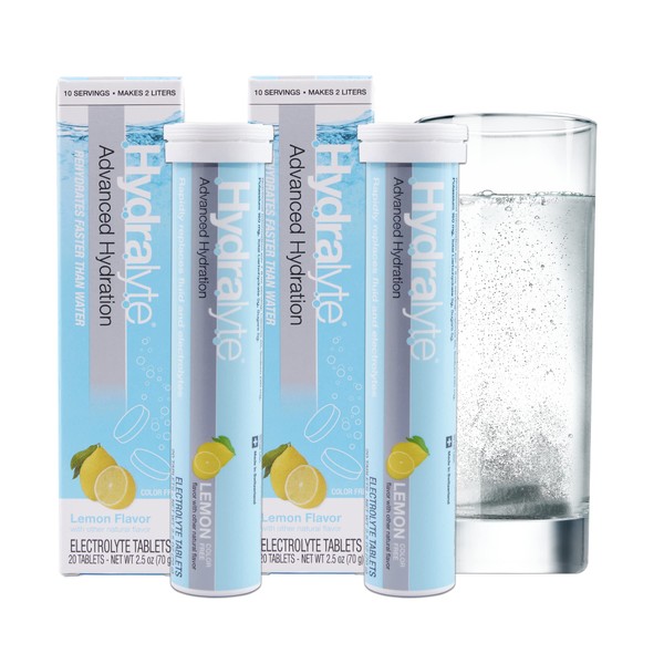 Hydralyte Electrolyte Tablets | Lemonade Electrolytes | Perfect for Bachelorette Parties, Workout Essential and A Travel Essential for Daily Hydration Needs | (20 Servings, 40 Electrolyte Tablets)