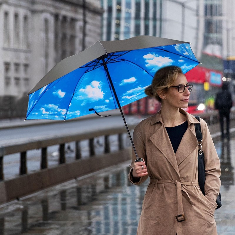 LLanxiry Compact Travel Umbrella,Windproof Waterproof Stick Umbrella Protection Golf Umbrellas