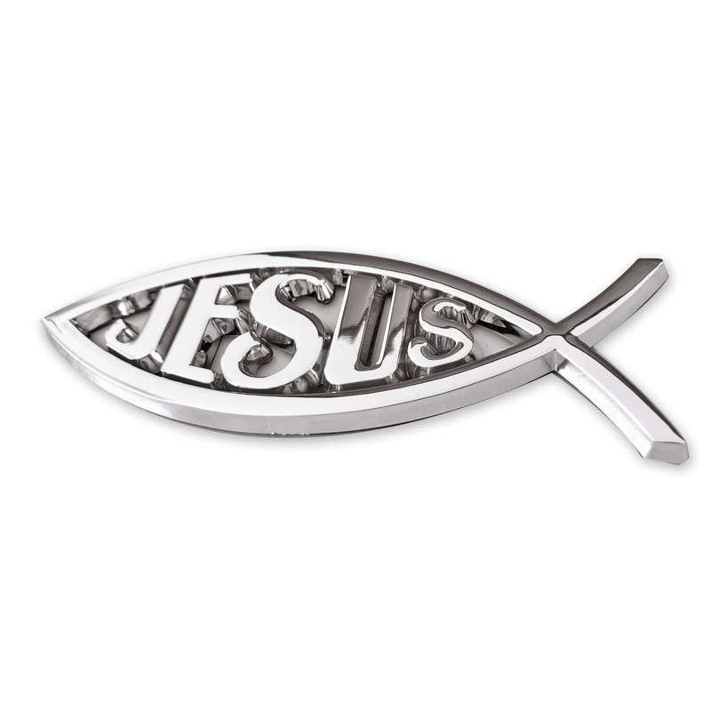 Christian Jesus Fish Car Emblem - Chrome Silver Symbol Fish
