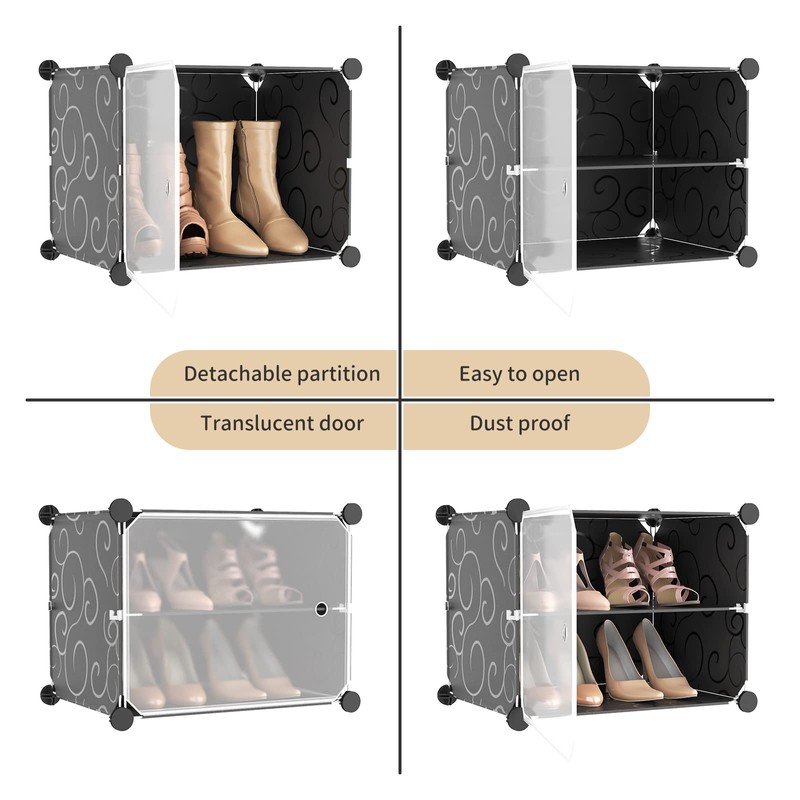 WEXCISE Portable Shoe Rack Organizer with Door, 48 Pairs Shoe