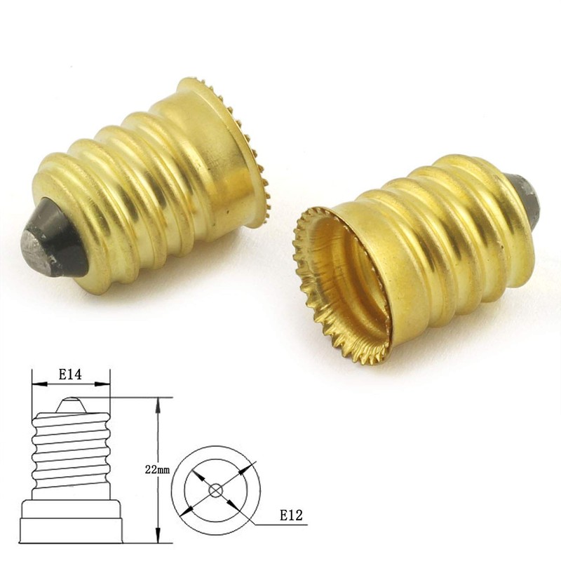 ZYAMY 4pcs E14 to E12 Lamp Converter Golden Pure Copper