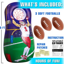 JOiFULi Inflatable Quarterback Football Target Toss Party Game, Sports Toys and Gifts for Kids Boys Girls and Family