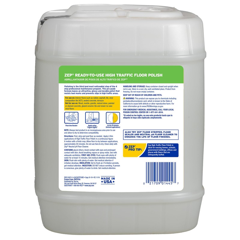 Zep High Traffic Floor Polish - 5 Gal (1 Pail)