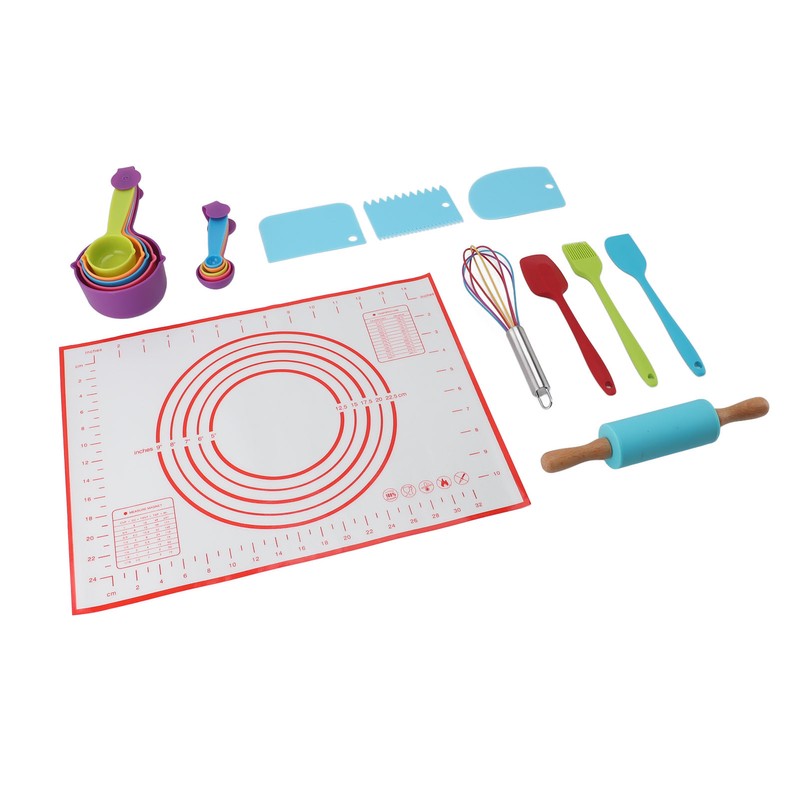 19PCS Kids Baking Set Silicone Nonstick Safe Spatula Brush Whisk