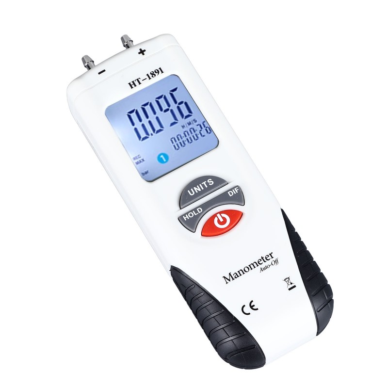 Digital Manometer Backlit Display Differential Dual Port Air and Gas