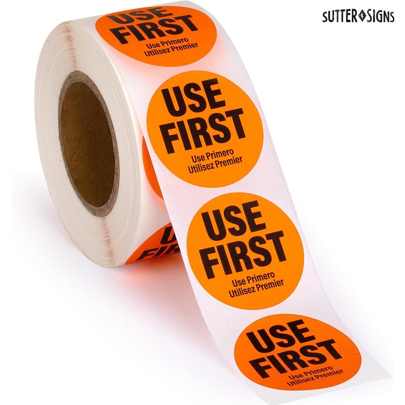 1000 Labels Use First Stickers for Food Service, 1.5-inch Wide,
