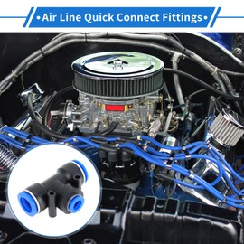 VekAuto Push to Connect Air Fittings 5/8"x3/8"x5/8" t Type Reducing Air Line Quick Connector Plastic 6 Pcs Blue Black
