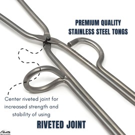 Stainless Steel Crucible Forceps Clamp Beaker Holder Pliers with Aircraft Class Rivet Multipurpose Lab Tongs Square Jaws to Use With Hot Beakers and Glassware 10" Long