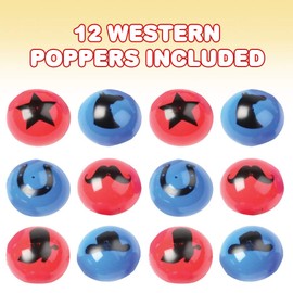 ArtCreativity Western Poppers, juego de 12, juguetes de media bola emergentes en varios colores y diseños, juguetes retro de los años 90 para niños, regalos de fiesta de cumpleaños, bolsas de regalo para niños y niñas