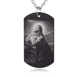 FAYERXL Jesus Praying Catholic Christian Holy Bible Scripture Baptism Religious Communion Confirmation Rite Gift Dog Tag Necklace for Men/Church pastor (I said a prayer for you today)