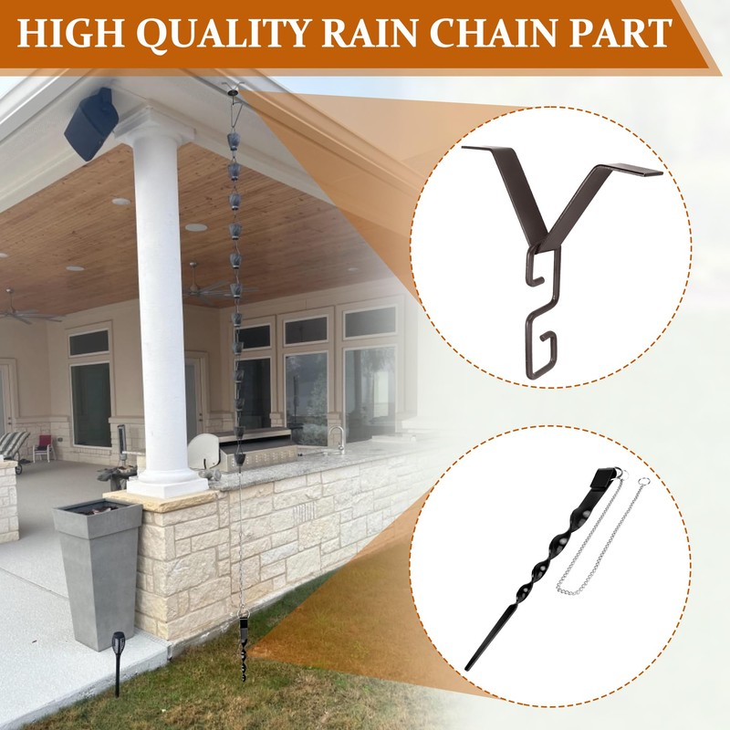 Rain Chains Clip and Ground Anchor Kit, for Outdoor Garden