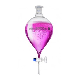 EISCO Separatory Funnel, 2000mL - Pear Shaped - 29/32 Plastic Stopper, Glass Key Stopcock - Borosilicate Glass