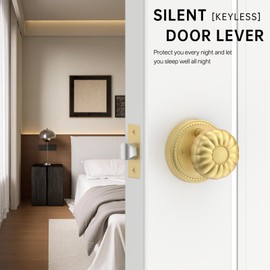 Amerdeco 1 Pack Gold Door Knobs Privacy Interior Door Knob with Lock,Door Knob for Bedroom, Bathroom AM041