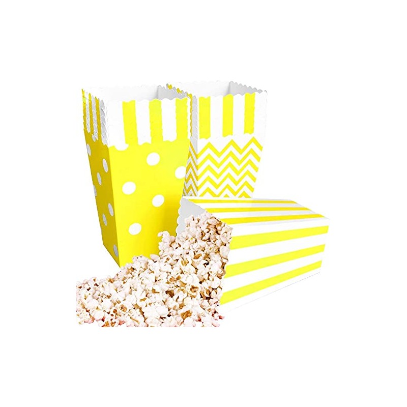 Pack of 18 Popcorn Trays, Popcorn Bags, Striped Popcorn Buckets,