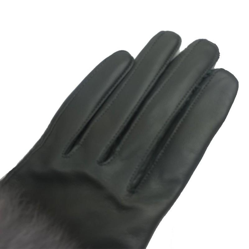 Sandy Ting Winter Women's Lambskin Leather Gloves with Fox Fur