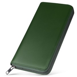 ecoofee Men's Long Wallet, Tochigi Leather, Made by Leading Leather Craftsmen, Genuine Leather, Large Capacity, Anti-Skimming, YKK Zipper, Round Zipper, Men's Wallet, Coin Purse, For Gentlemen,