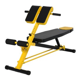 Soozier Adjustable Hyper Extension Dumbbell Weight Bench, Foam Leg Holders, Exercise Abs, Arms, Core, Strength Workout Station for Home Gym, Red - Color: Yellow