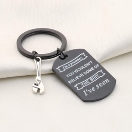 MYOSPARK I'm Plumber Keychain Wrench Keychain Plumbing Jewelry Gift For Plumber Dad Grandpa Husband Boyfriend (Plumber keychain Black)