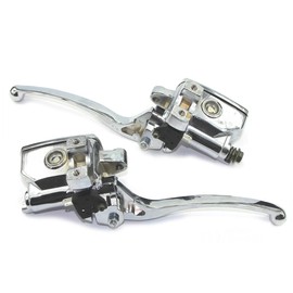 AUTVAN Universal Motorcycle 7/8 inch 22mm Brake Master Cylinder Clutch Lever Left & Right Set Handlebar Fit for Honda Yamaha Suzuki Kawasaki, 1 Pair Chrome Color
