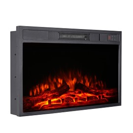 CharaVector Electric Fireplaces Recessed Wall Mounted Fireplace Insert 24 Inch Wide Heater LED Fire Place Remote Control & Touch Screen, 1-12 Hours Timer, 12 Color Flame and Log Color