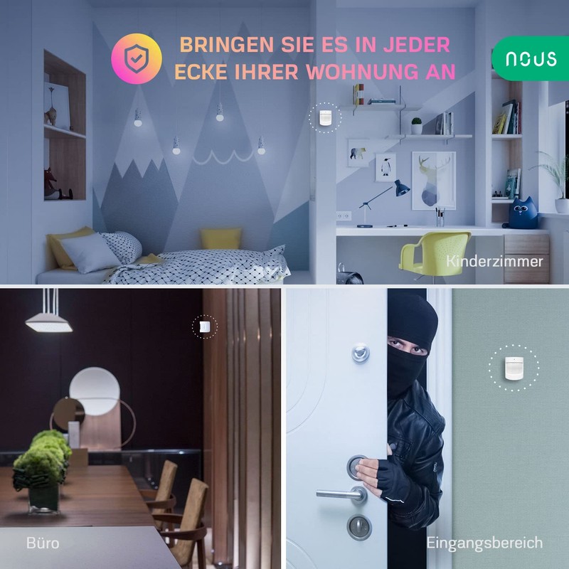 NOUS E2 ZigBee Bewegungsmelder, Bewegungssensor, Motion Sensor, Bewegungsmelder Alexa, Smart