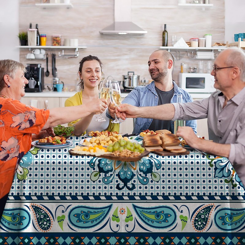 iEvery Table Cloth Wipe Clean Boho Tablecloth Rectangular, Waterproof Wipeable