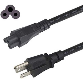 3-Slot Universal AC Power Cord - 2Ft Replacement 3 Prong Laptop Power Cable, NEMA 5-15P to IEC C5 Connector, SJT 18 Gauge, Black