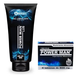 Power Man Lubricante Gel Base Agua + Powerman Premium C/4