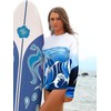 SHEKINI Damen Langarm Rash Guard Schwimmshirt Landschaftsdruck Serie Surfshirt Oberteile（XXL，Weiß-HL）