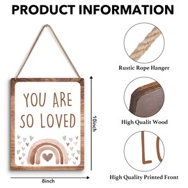 You Are So Loved Boho Rainbow Wall Art Decor, Little Reminders Inspirational Quotes Wooden Hanging Sign for Kids Room Office Nursery Playroom Girls Room Dorm -K16