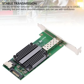 M.2 to 10Gb Ethernet Network Card, 82599-1SFP M.2 to 10G 10Gbps Fiber Optic NIC Ethernet NIC Card, M.2 to 10Gb B + M Key 82599‑1 SFP Industrial Control Server Network Card