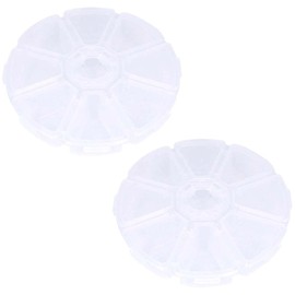 lasenersm 2 Packs Diamond-Paint-Art Storage Box 8 Grids Diamond-Paint-Art Container Plastic Round Bead Storage Containers Jewelry Organizer Storage Container Nail Art Storage Case, Transparent