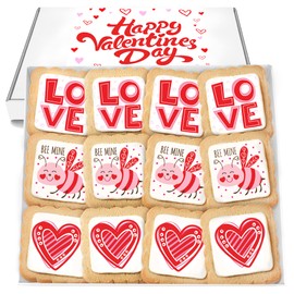 Valentines Day Cookies Gift Basket for Kids Men Women Class Teacher | Individually Wrapped | 12 Pack | Love Heart Cookies Treats Snacks