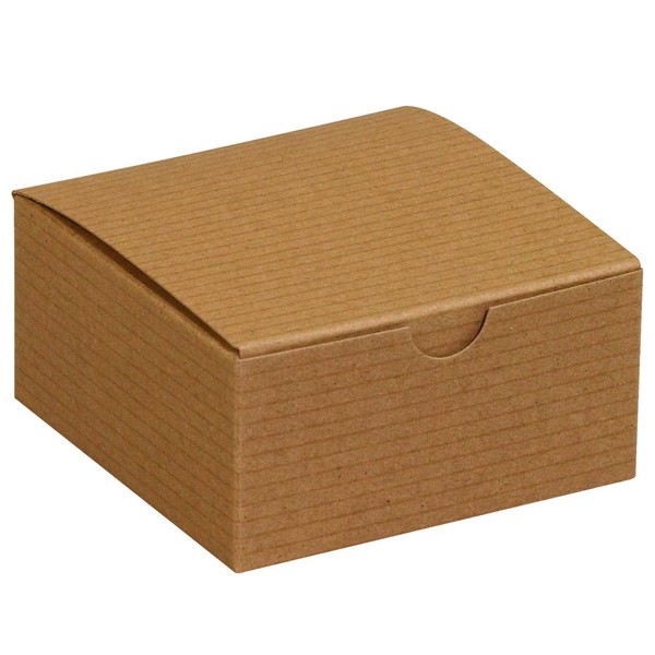 Aviditi Gift Boxes, 4" x 4" x 2", Kraft (Pack of 100) Easy Assemble Boxes, Good for Holidays, Birthdays, and Special Occasions