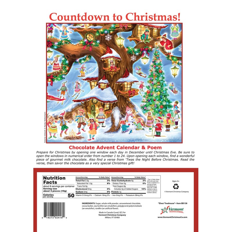 Vermont Christmas Company Elves' Treehouse Chocolate Advent Calendar (Countdown to