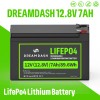 DREAMDASH 12.8V 7Ah LiFePO4 Lithium Battery 4000+ Deep Cycle for
