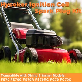 Hyceker Ignition Coil Spark Plug Kit for Stihl FS70R FS70RC FS70 FS70C Weedeater String Trimmers, Ignition Coil Module Assy Fit Stihl FC70 Edger Brushcutter Parts 41444001309, 0000 1330 A