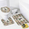 4PCS Cute Kitten Bookshelf Shower Curtain Set 72W X 72L,